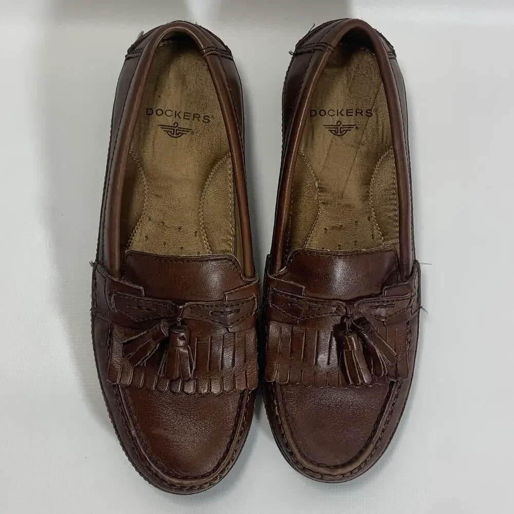 Dockers Sinclair Mens Leather Tassel Loafers Brown Size 9M